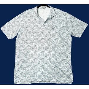 Peter Millar Polo Golf Shirt Men 2XL XXL Pima Cotton Pinehurst All Ov Fish Print